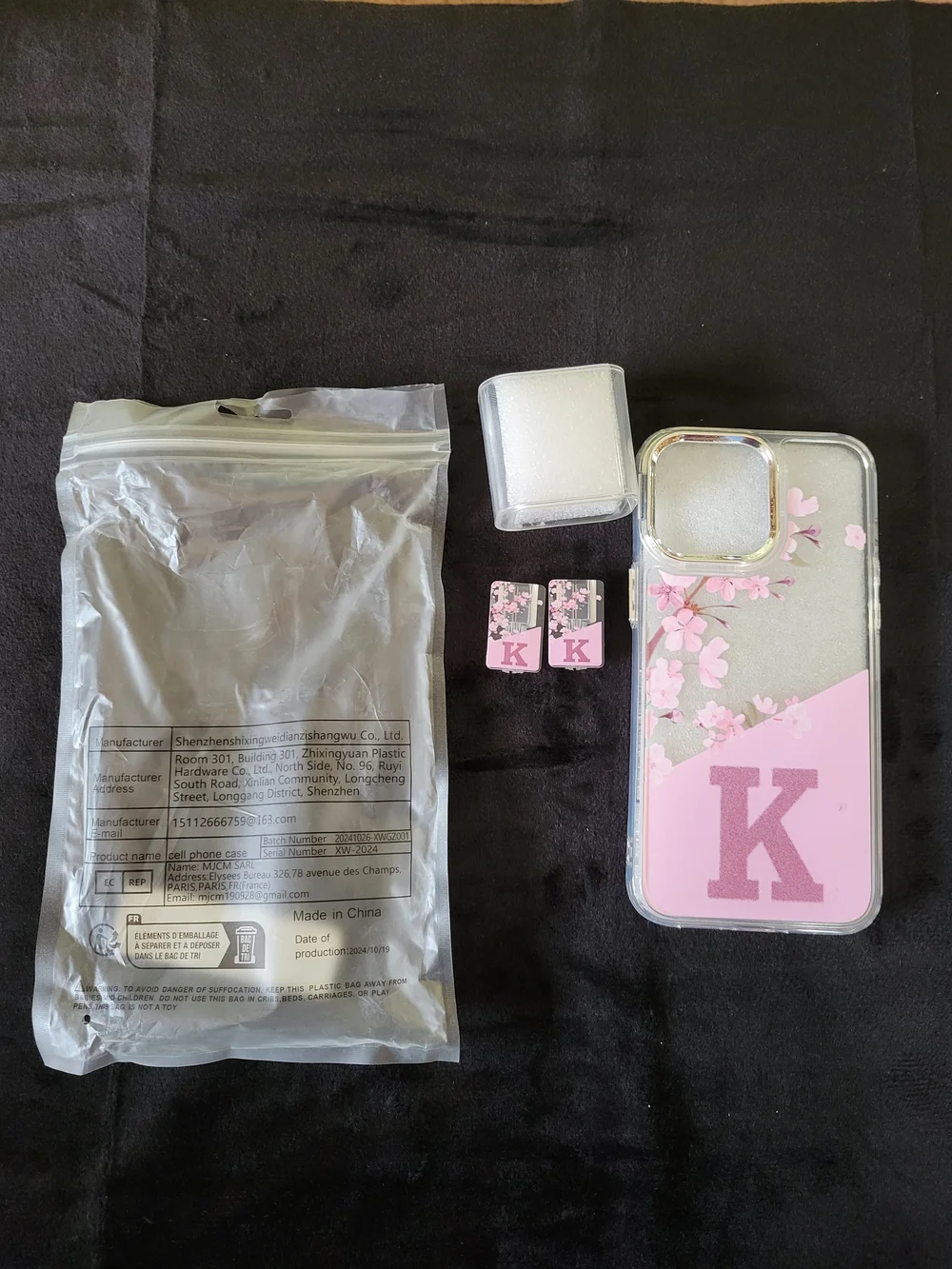 Pink Floral Monogram 'K' Phone Case - Compatible Cell Phone Accessory